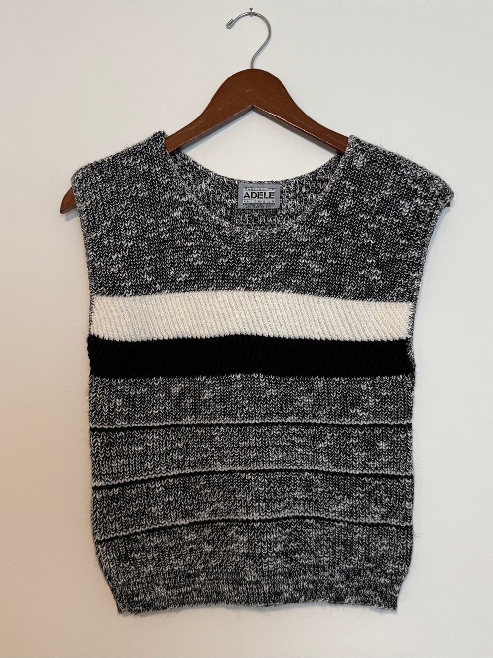 VTG Knit Sweater Vest Women Size S/M USA Fisherman Old Money 90s Minimalist Chic